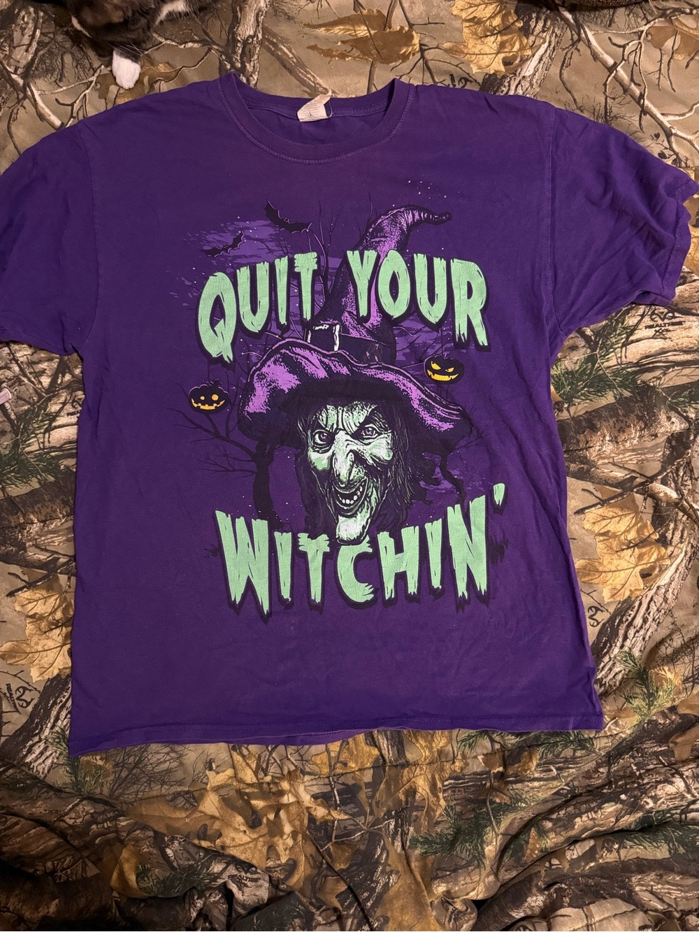Purple Halloween Witch Graphic Tee - Quit Your Witchin